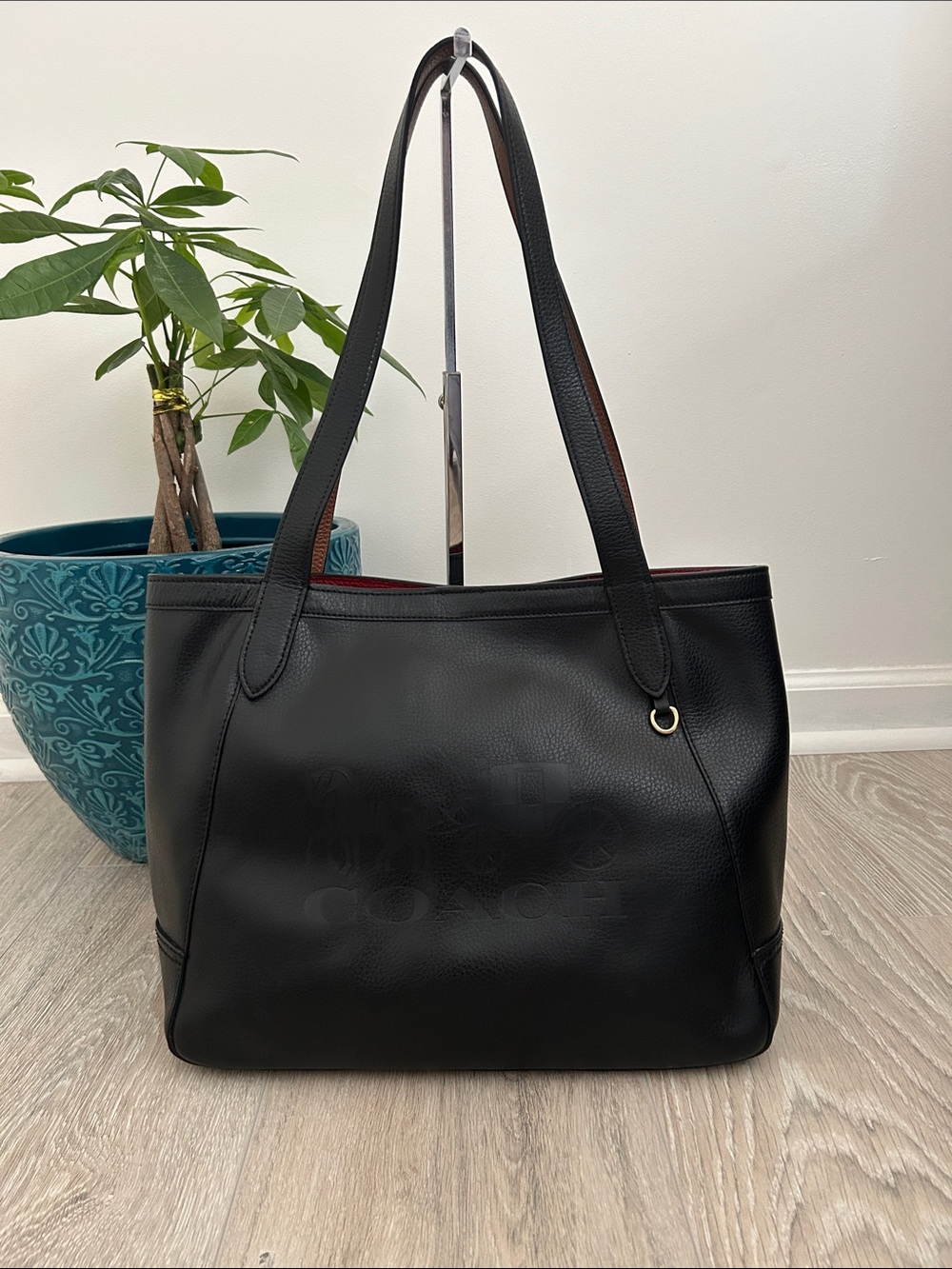 Coach Vintage Horse & Carriage Embossed Black Leather Tote